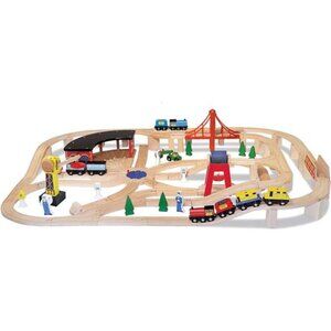 Wooden Railway Set, 130 Pieces